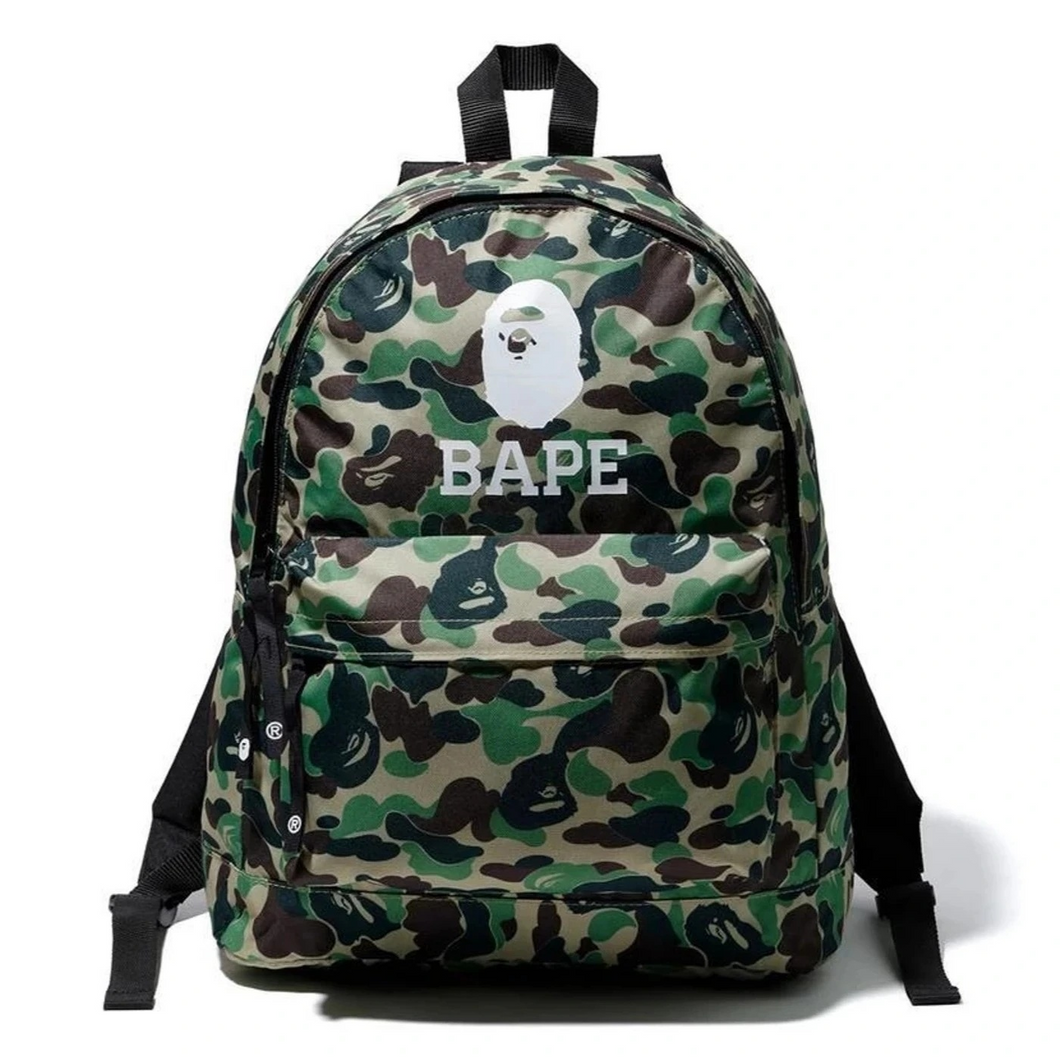 A Bathing Ape BAPE Backpack GREEN ABC CAMO Logo Book Bag